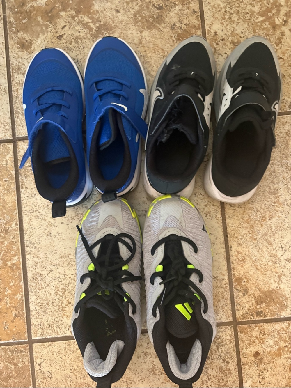 Kids nike under armor Shoes in Blue, Black, Gray with Neon Accent - Multi-Pack